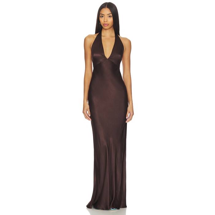 Bec + Bridge 【 X Revolve Frida Halter Dress Women Dark Chocolate 】 お召しもの レディース