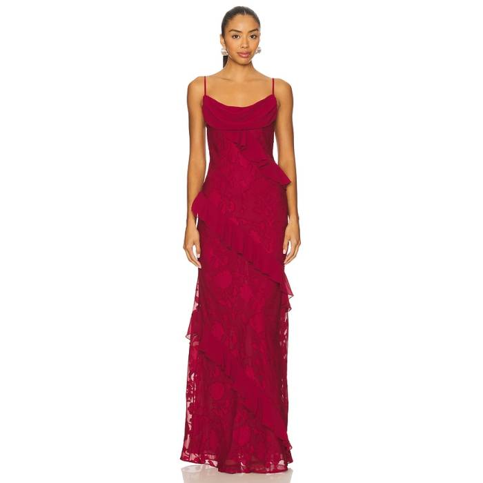 House Of Harlow 1960 【 X Revolve Kelly Gown Women Burgundy 】 レディース ブドウ酒色・バーガンディー