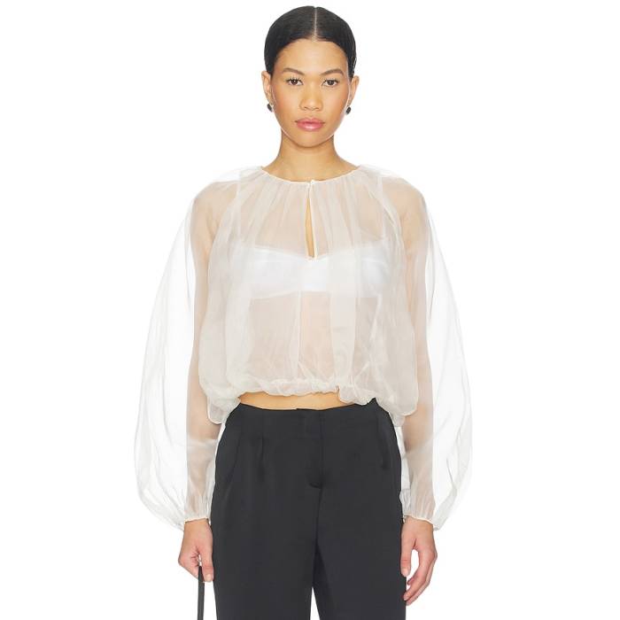 ひな形 Frame 【 The Sheer Balloon Blouse Women Cream 】 レディース 皮膚軟化剤