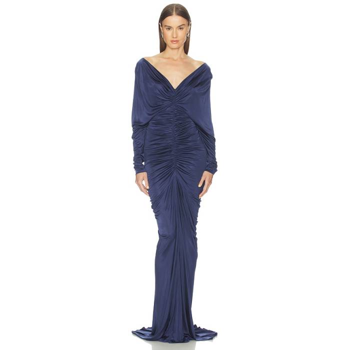 Atlein 【 V Neck Ruched Gown Women Abysse 】 レディース