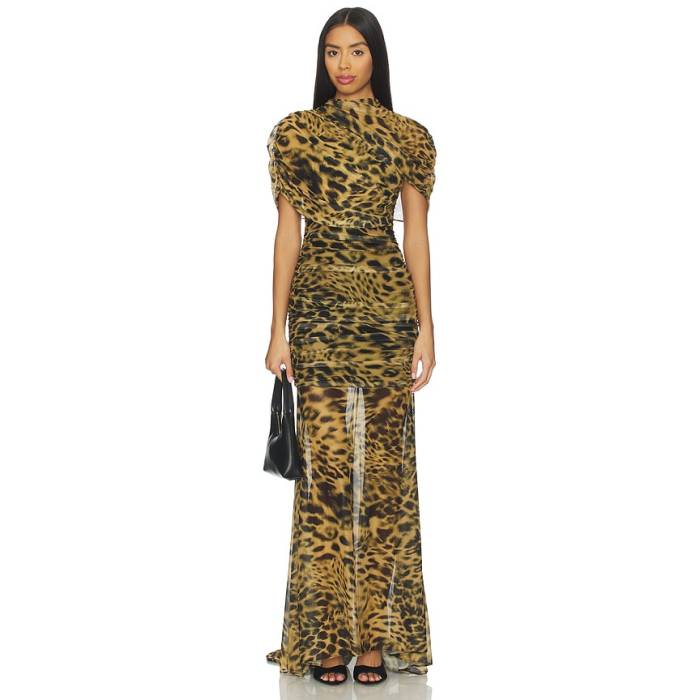アマンダアプリチャード Amanda Uprichard 【 X Revolve Evianna Dress Women Leo Print 】 お召しもの レディース