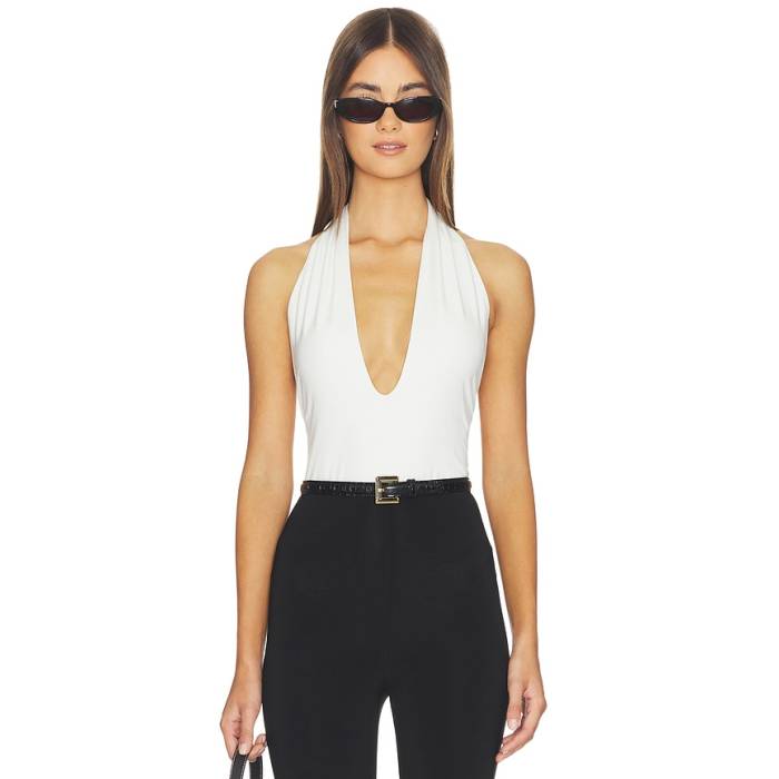 Sans Faff 【 Cross Bamboo Bodysuit Women White 】 上半身背広 レディース 白いこと 白いこと