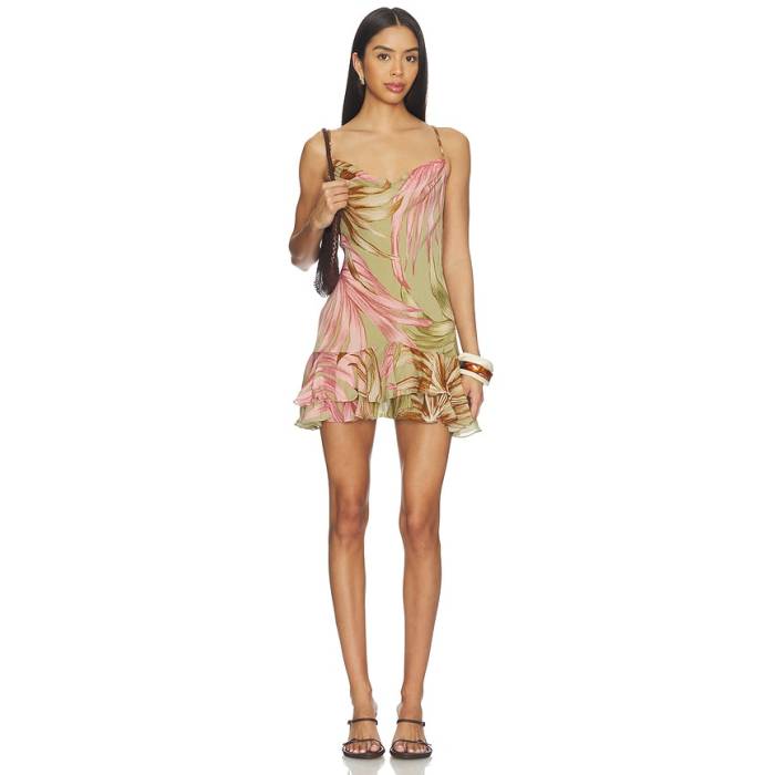Rococo Sand 【 Ruffle Mini Dress Women Green 】 お召しもの レディース green 緑・緑であること