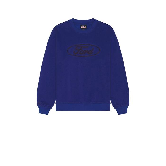 ブリクス英トン Brixton 【 X Ford Number One Relaxed Fleece Crew Sweatshirt Men Ford Blue 】 フリース 労働者の一団 流汗 調教師 メンズ 青味 青み