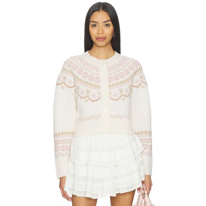 Loveshackfancy 【 Shantae Cardigan Women Pink Champagne 】 ジレー レディース pink さくら色