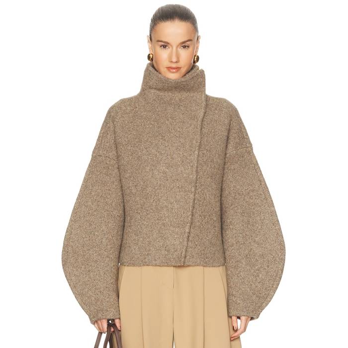 Camila Coelho 【 Wynter Boiled Knit Jacket Women Dark Taupe 】 編み物 Jacket 上衣 レディース