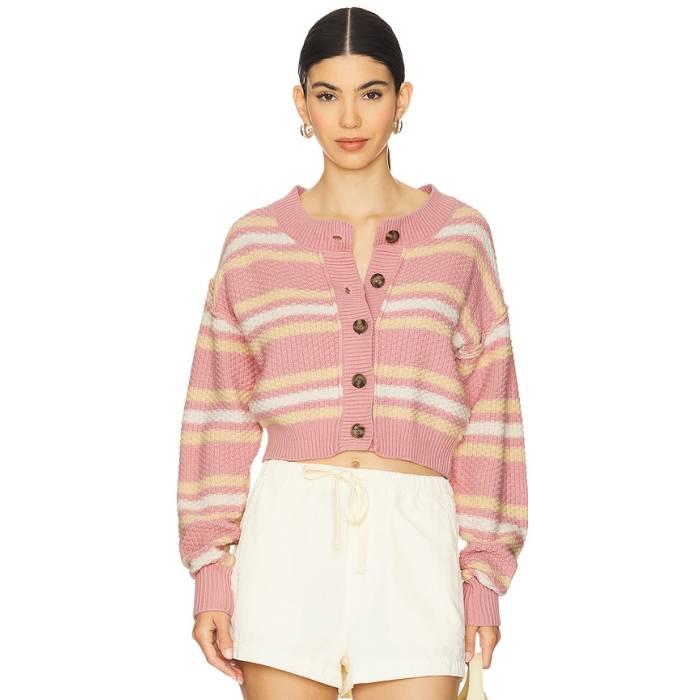 フリーピープル Free People 【 Lila Stripe Cardi Women Pink Combo 】 紫はしどい・ライラ Stripe 縞模様 レディース pink サクラ色