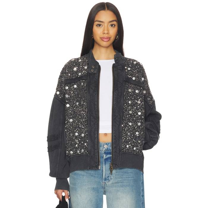 フリーピープル Free People 【 Sparkle Sweatshirt Women Black Combo 】 汗水 調教師 レディース 黒いこと 黒いこと
