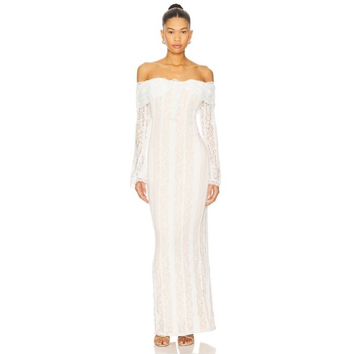 More To Come 【 Annabelle Off Shoulder Maxi Women White 】 レディース 白いこと 白いこと