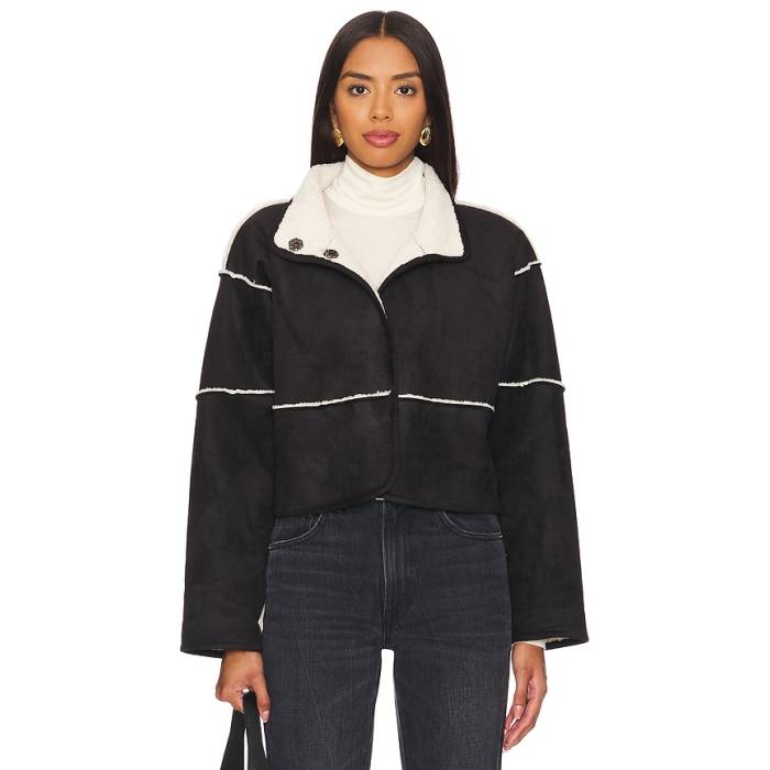 Velvet By Graham \u0026 Spencer 【 Kelly Reversible Sherpa Jacket Women Black \u0026Amp; Ecru 】 リヴァーシブル Jacket 上衣 レディース 黒いこと 黒いこと