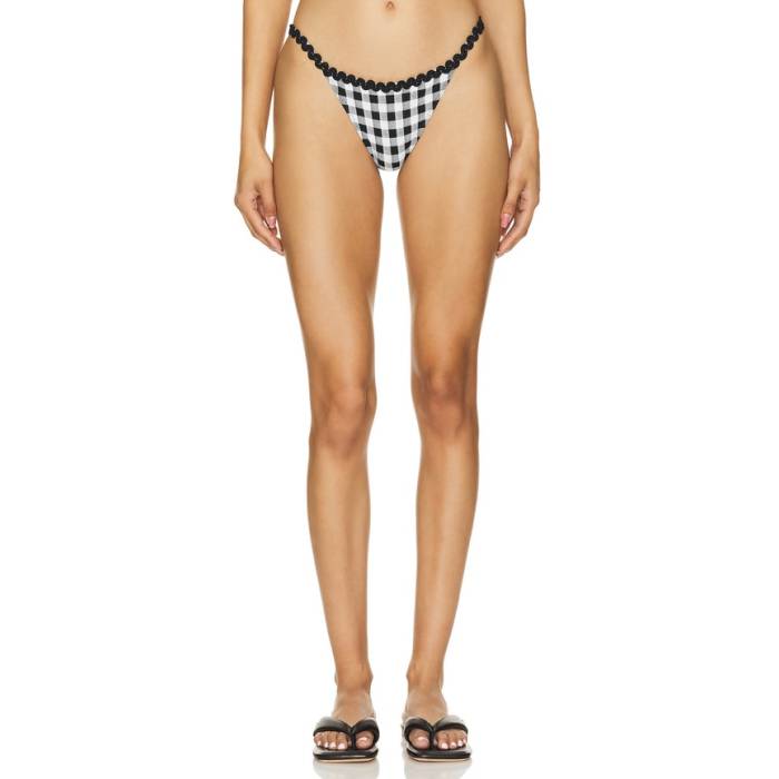 Leslie Amon 【 Zita Bikini Bottom Women Black \u0026Amp; White Gingham 】 ズボン ボトムス レディース 黒いこと 黒いこと 白いこと 白いこと