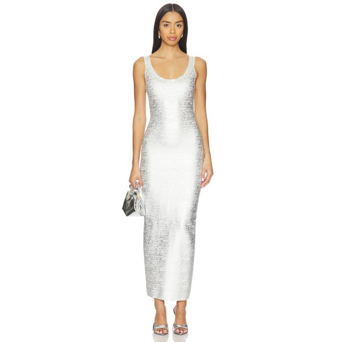 Superdown 【 Perry Bandage Maxi Dress Women Silver Metallic 】 御召しもの レディース Silver しろがね色・しろがね色
