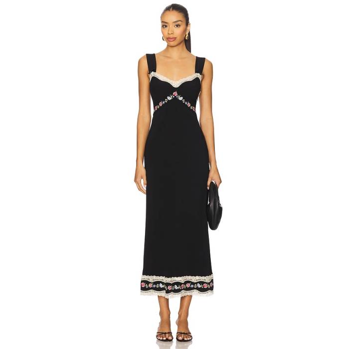 Rixo 【 Lucie Dress Women Bloom Embroidery Black 】 お召しもの レディース 黒いこと 黒いこと