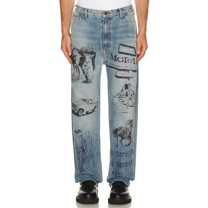 One Of These Days 【 All Over Print Painters Pant Men Indigo 】 ズボン下 メンズ 藍色・インディゴ