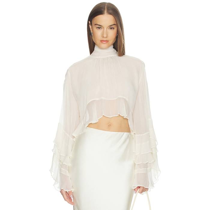 Loba 【 Zoe Ruffle Blouse Women Ivory 】 レディース 象牙色