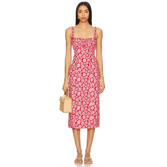 フリーピープル Free People 【 Lucinda Printed Midi Dress Women Tomato Daisy 】 御召しもの レディース