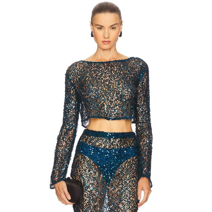 Lapointe 【 Net Paillette Top Women Oz 】 サイバー空間 レディース