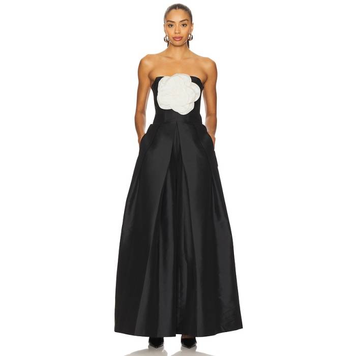 Patbo 【 Taffeta Bloom Jumpsuit Women Black 】 飛び降りる背広 レディース 黒いこと 黒いこと