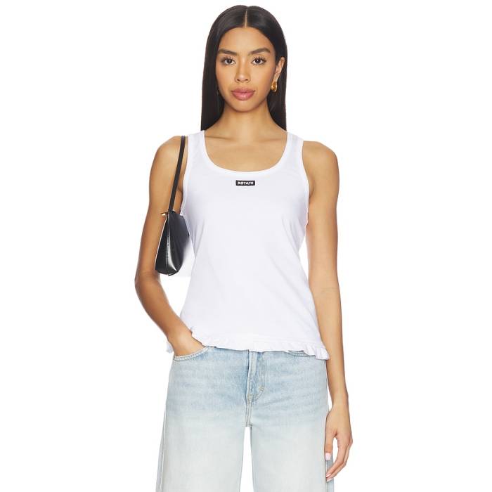 Rotate 【 Ruffle Hem Tank Top Women Bright White 】 貯蔵タンクいの一番 レディース 白いこと 白いこと
