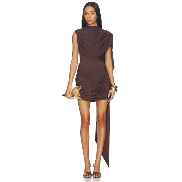 De La Vali 【 Elara Mini Dress Women Brown 】 御召しもの レディース 赤銅色 赤銅色