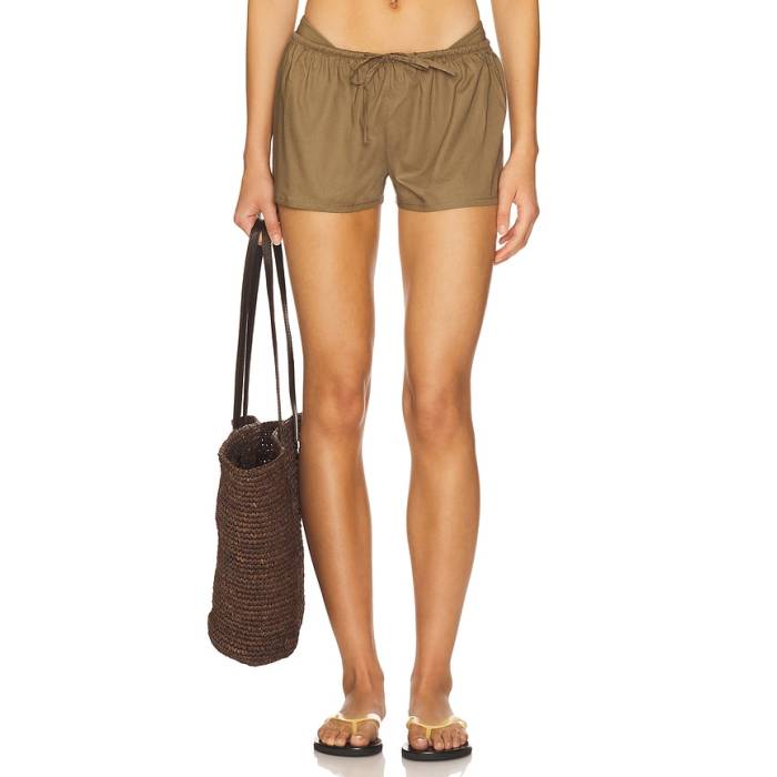 モンシー Montce 【 Low-Rise Drawstring Shorts Women Khaki 】 さる股引き レディース カーキ