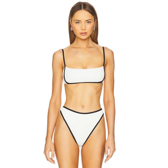 Lspace 【 Hazel Bikini Top Women Cream \u0026Amp; Black 】 レディース 皮膚軟化剤 黒いこと 黒いこと