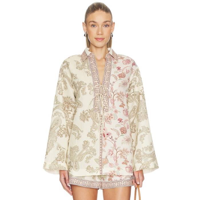 Hemant And Nandita 【 Drop Shoulder Collared Tunic Women Multi 】 レディース