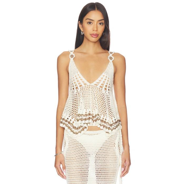 My Beachy Side 【 Tula Hand-Crocheted Top Women Ivory 】 レディース 象牙色