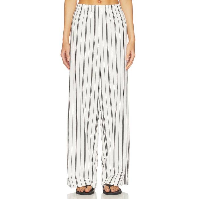ヴィンス Vince 【 Resort Stripe Drawstring Pull On Pant Women White &Amp; Black 】 Stripe ストライプ パンツ レディース 白色 ホワイト 黒色 ブラック|スニケス