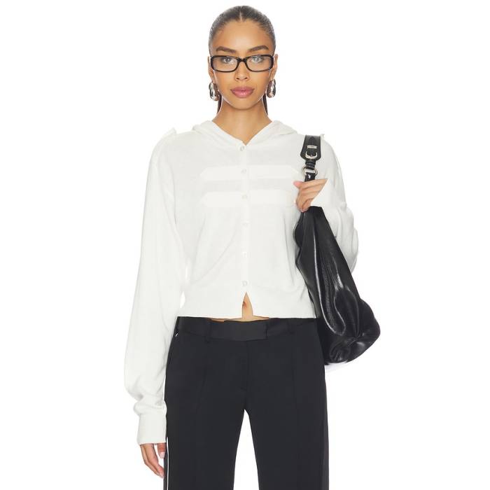 Niihai 【 Button Up Cardigan Women White 】 ジレー レディース 白いこと 白いこと
