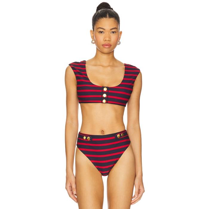 Weworewhat 【 Off Shoulder Bikini Top Women Red \u0026Amp; Dark Navy 】 レディース Red 赤・赤いこと 紺色 米国海軍