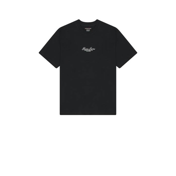 Guess Jeans 【 Logo Tee Men Jet Black 】 ロゴタイプ ティーシャツ メンズ 黒いこと 黒いこと