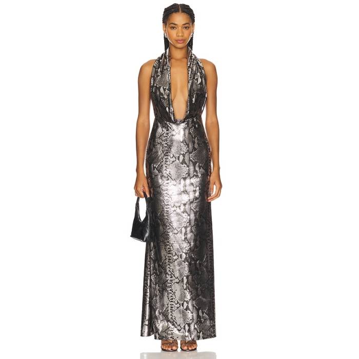 Lapointe 【 Metal Snake Deep Cowl Neck Gown Women Silver 】 金属元素 ディープ レディース Silver しろがね色・しろがね色