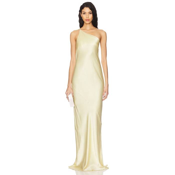Shona Joy 【 La Lune One Shoulder Cowl Back Maxi Dress Women Lemon 】 天使の都市 お召しもの レディース