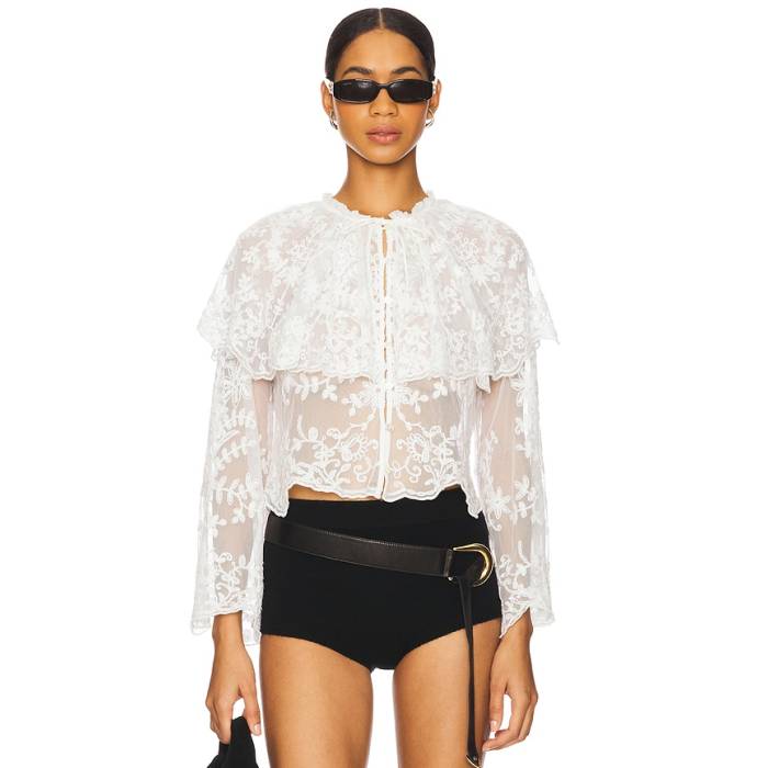 Sea 【 Marja Embroidery Capelet Blouse Women Pearl 】 レディース パール