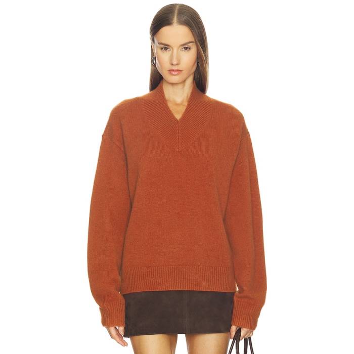 Srg 【 Doris Cashmere V-Neck Sweater Women Rust 】 Vのど首 調教師 レディース