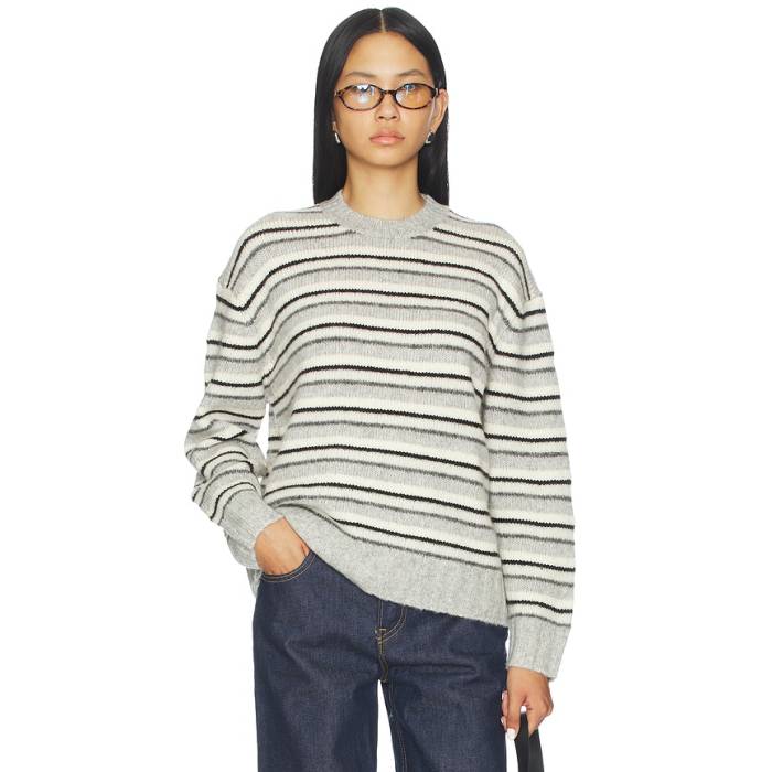 Pistola 【 Hanna Variegated Stripe Sweater Women Grey \u0026Amp; White Stripe 】 Stripe 縞模様 調教師 レディース 薄墨色 薄墨色 白いこと 白いこと Stripe 縞模様