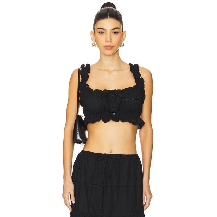 Weworewhat 【 Ruffle Button Crop Top Women Black 】 Crop クロップ レディース 黒色 ブラック｜スニケス