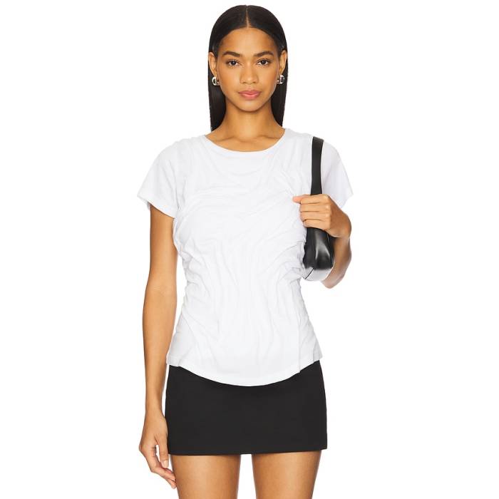 Di Petsa 【 Wetlook Draped T-Shirt Women White 】 ティーシャツ レディース 白いこと 白いこと