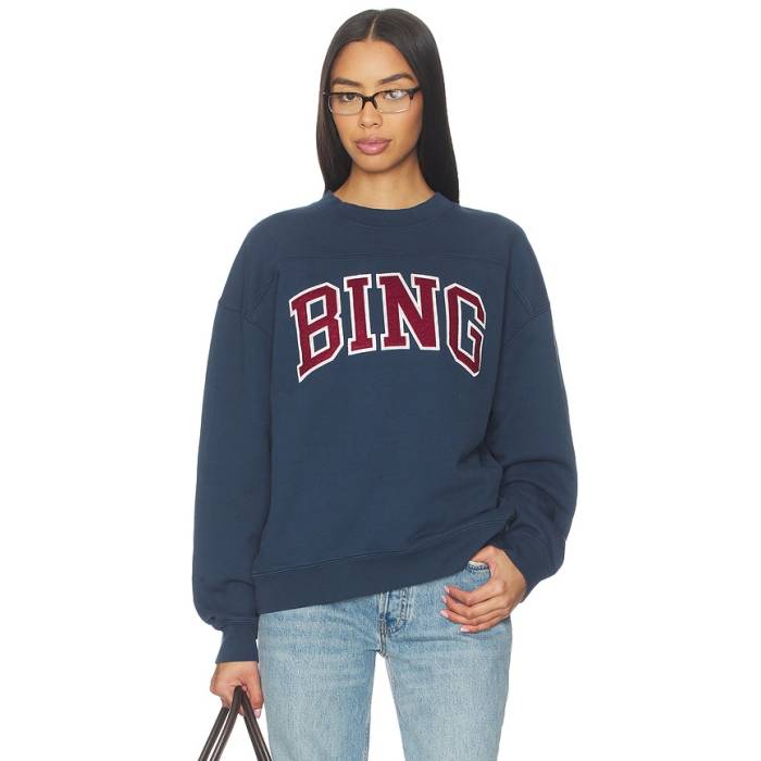 Anine Bing 【 Trenton Sweatshirt Bing Women Washed Navy 】 スウェット トレーナー レディース 紺色 ネイビー｜スニケス