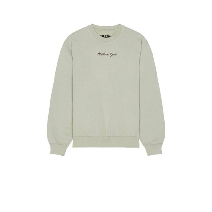ブエノ Bueno 【 Embroidery Script Logo Crewneck Men Sage 】 脚本 ロゴタイプ メンズ
