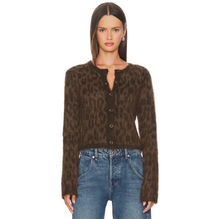 Astr The Label 【 Katria Cardigan Women Brown Cheetah Print 】 ジレー レディース 赤銅色 赤銅色