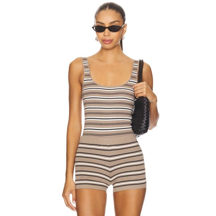 Eaves 【 Cydnee Striped Knit Tank Women Taupe Multi 】 編み物 貯蔵タンクとっ始め レディース