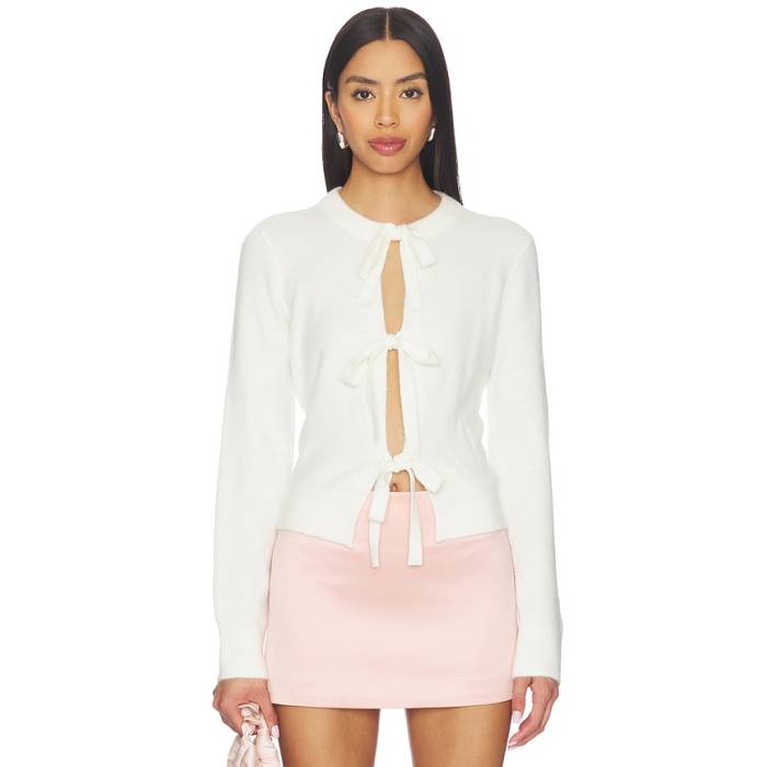 Majorelle 【 Neera Bow Tie Cardigan Women Ivory 】 タイ ジレー レディース 象牙色