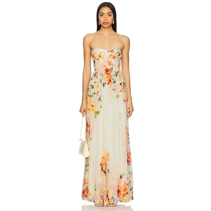 Hemant And Nandita 【 Corsetted Long Dress Women Ivory Floral 】 お召しもの レディース 象牙色