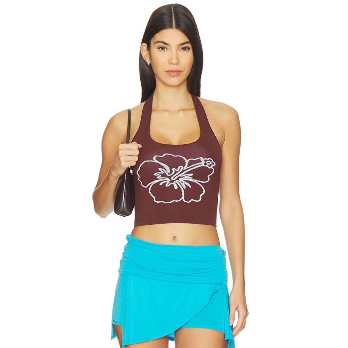 クラニ キニス Kulani Kinis 【 Knit Halter Tank Top Women Espresso Bloom 】 編み物 貯蔵タンクいの一番 レディース