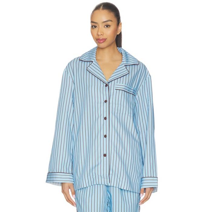 Hommey 【 Long Sleeve Shirt Women Iced Chocolate Stripes 】 Sleeve 捩り レディース