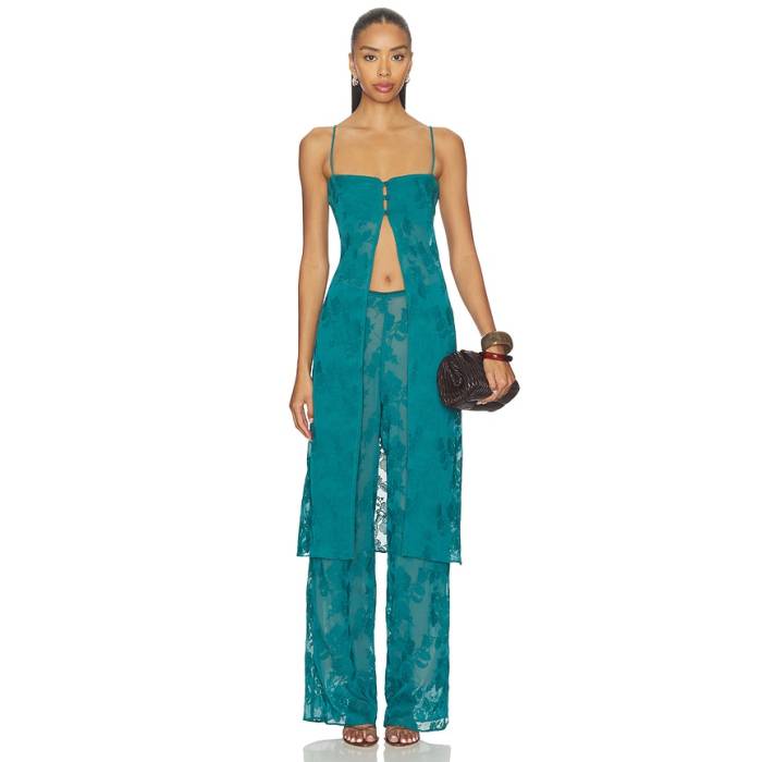 Especia 【 Aryana Bloom Blouse Top Women Teal 】 レディース