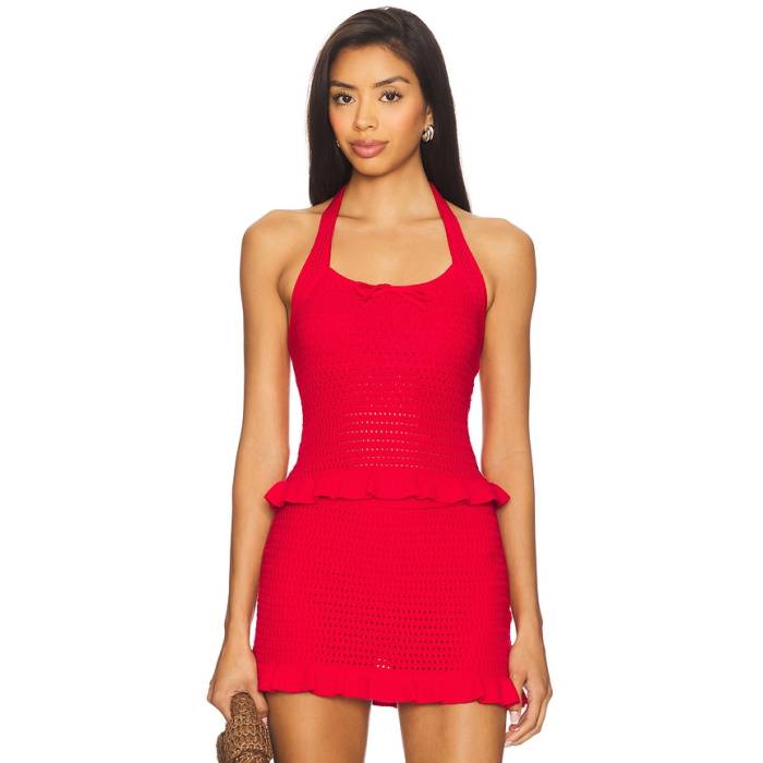 アマンダアプリチャード Amanda Uprichard 【 Valentini Top Women Crimson 】 レディース クリムゾン