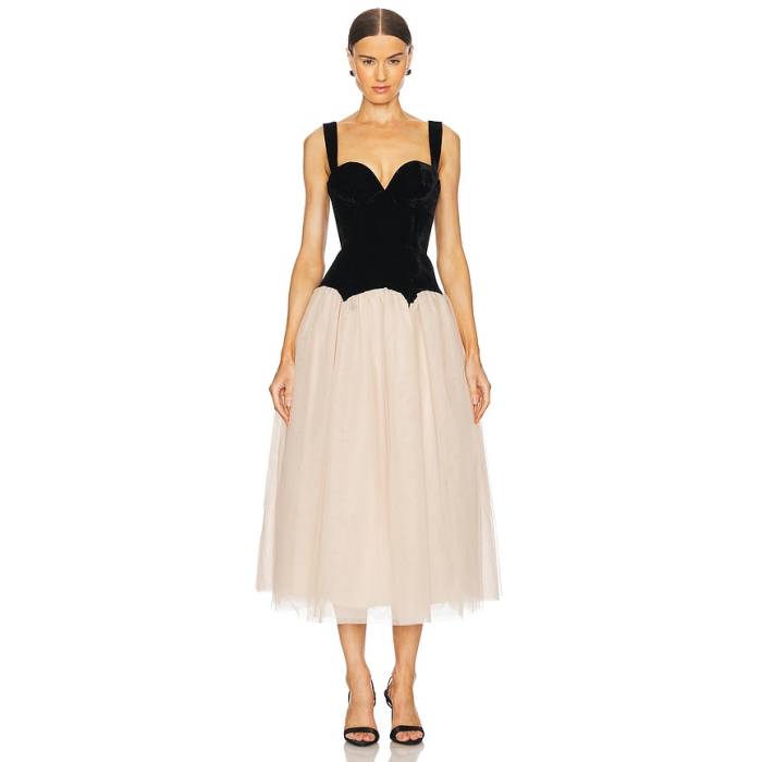 Lpa 【 Estella Midi Dress Women Black \u0026Amp; Tan 】 御召しもの レディース 黒いこと 黒いこと